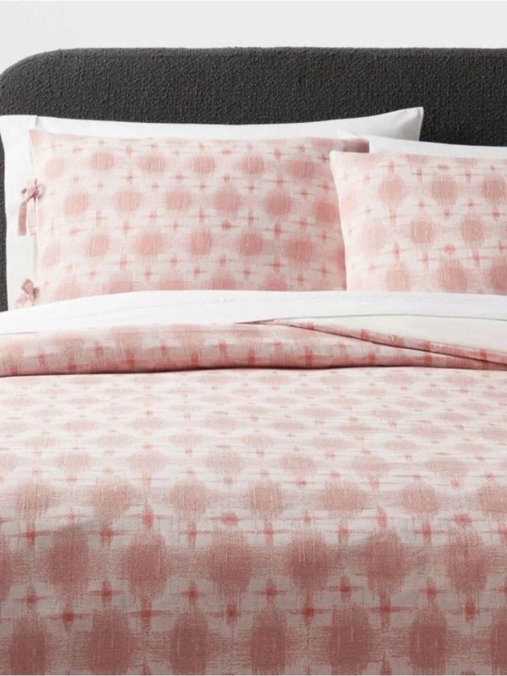 Threshold Yarn Dyed Cotton Duvet Cover Set Ikat Pink Print Size King